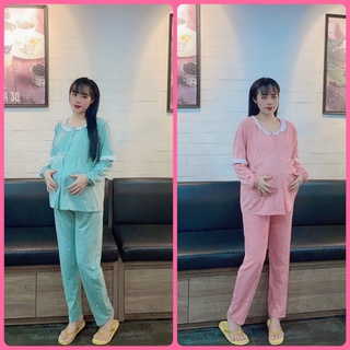 (Siêu đẹp) Bộ đồ bầu sau sinh SỌC HÌNH TIM, đồ bộ bầu mặc nhà, chất mát thoáng mịn, tiện cho bé ti