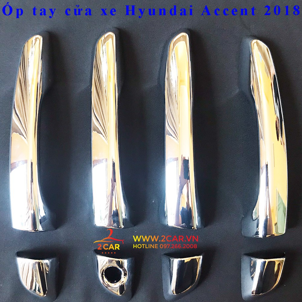Ốp tay nắm, hõm cửa xe Hyundai Accent 2018- 2019- 2020- 2021 - 2022-2023 Nhựa ABS mạ crom cao cấp
