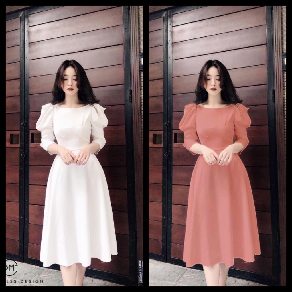 Đầm dạ hội tay nhúng phồng chuẩn mẫu