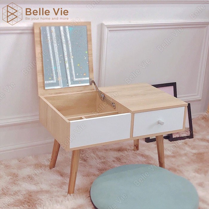 Bàn Trang Điểm BELLEVIE Bàn Phán Ngồi Bệt Gỗ MDF Cao Cấp Gương Gấp Gọn Tiện Lợi