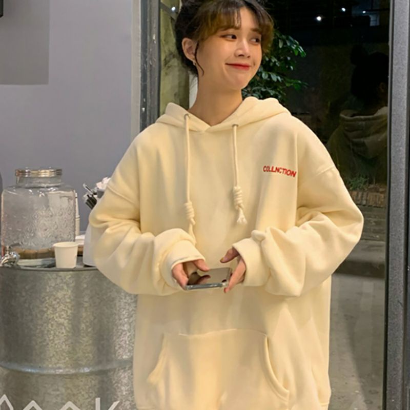 Áo Hoodie Nỉ Lót Bông Mỏng Có Mũ Phong Cách Hàn Quốc ❤️