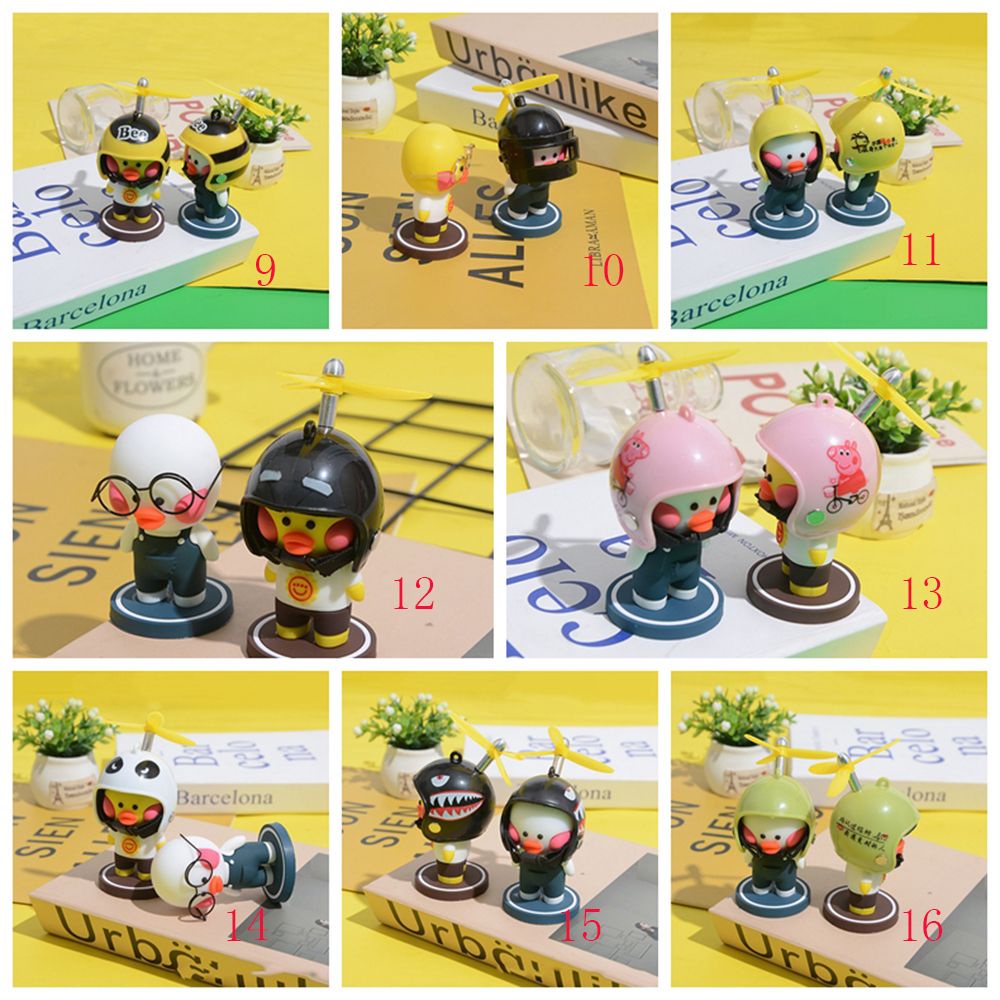 Mô hình chú vịt đội mũ bảo hiểm có chong chóng tre đáng yêu dành cho trang trí nhiều mẫu tùy chọn