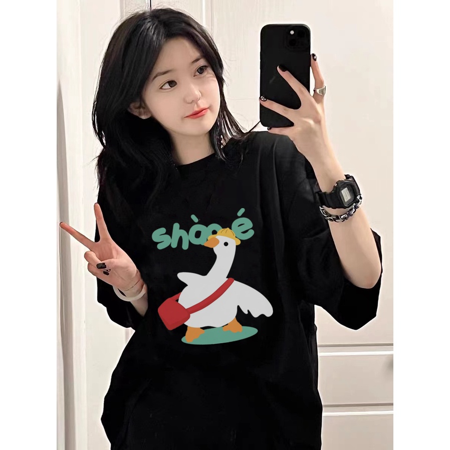 Áo Thun Dài Tay Oversize In Họa Tiết Hoạt Hình Xinh Xắn Theo Phong Cách Hàn Quốc Dành Cho Nữ