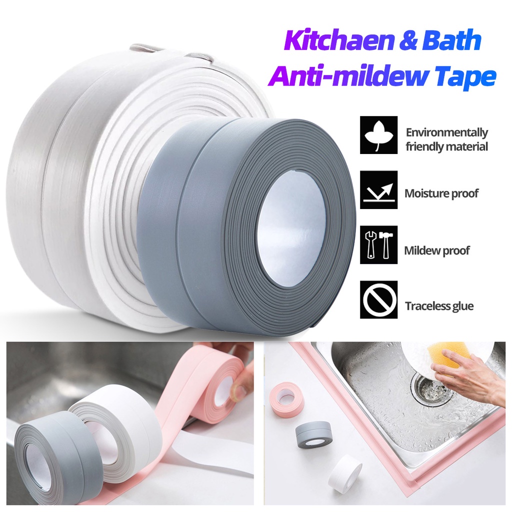 Băng keo PVC FONKEN dán viền bồn rửa nhà bếp/ phòng tắm chống ẩm mốc/ thấm nước