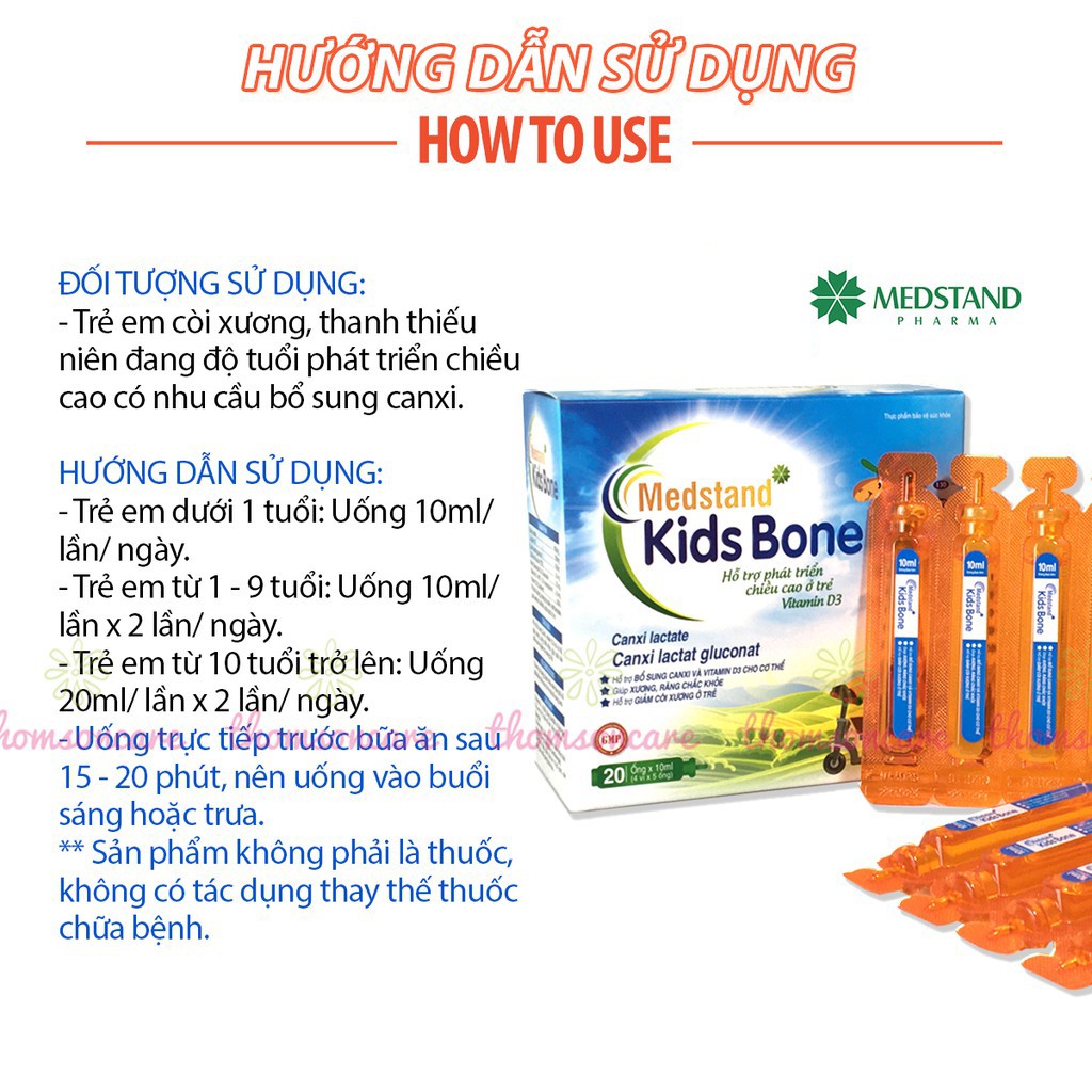 Medstand Kids Bone - Calci Vitamin D3 dạng uống giúp phát triển xương