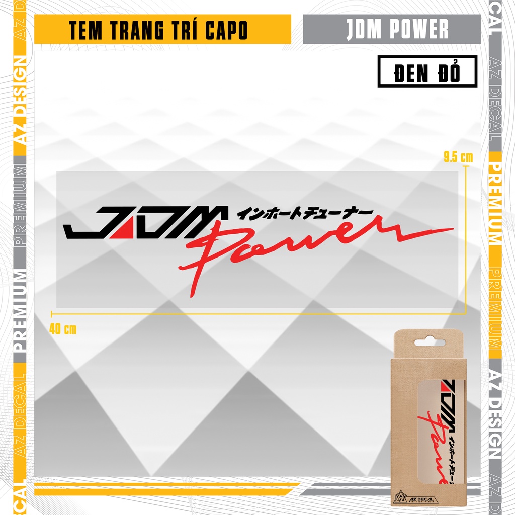 Tem Dán Capo Xe Ô Tô Chủ Đề JDM Power | CP10 | Decal Trang Trí Ô Tô In Nổi Chống Nước, Chống Bay Màu, Không Để Lại Keo