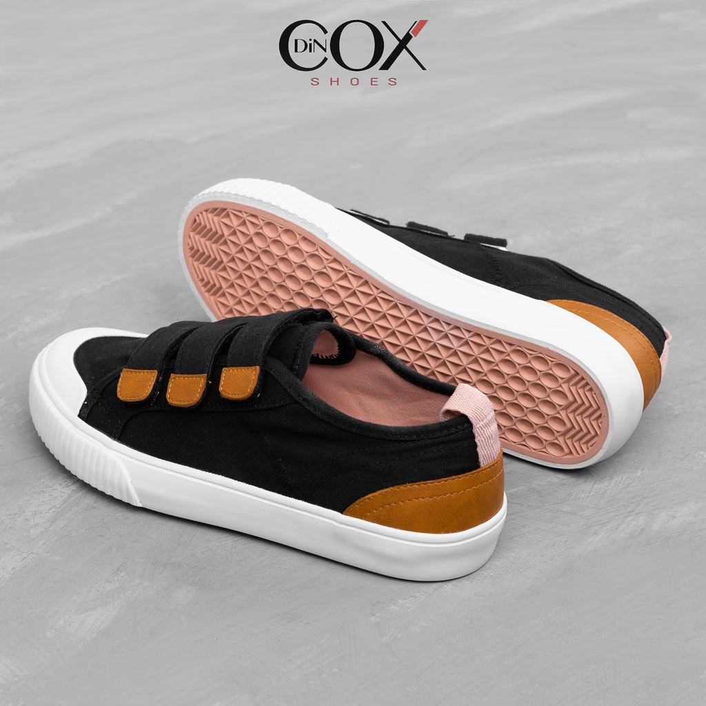 Giày Sneaker Vải Nữ DINCOX E01 Quai Dán Nữ Tính Black