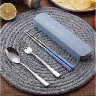 Bộ 3 thìa đũa dĩa inox cán nhựa