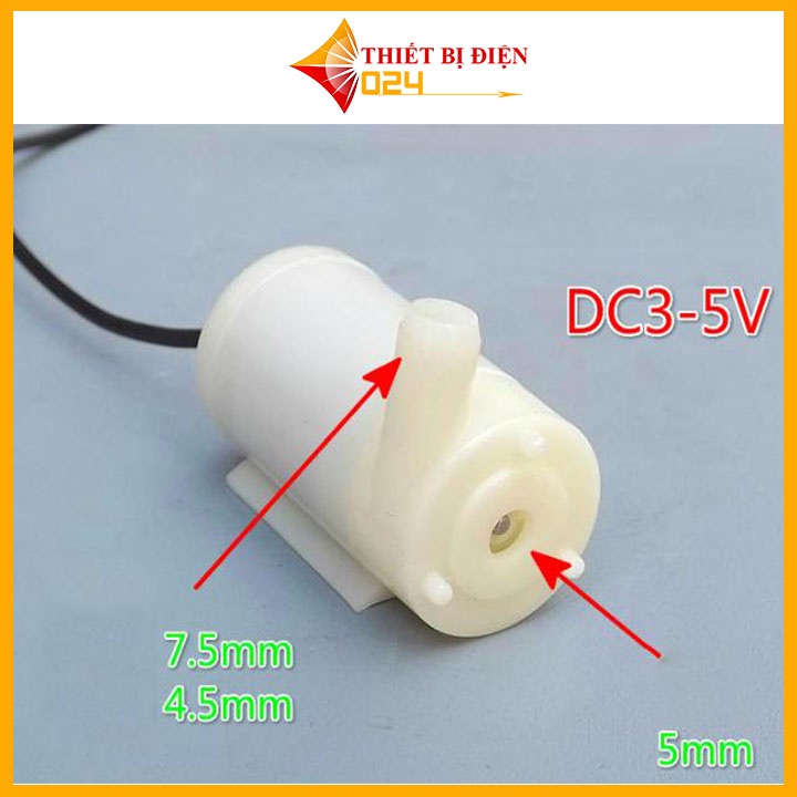 Máy bơm mini bơm chìm siêu nhỏ 3V-5V bơm mạnh và êm lưu lượng 96 lít một giờ