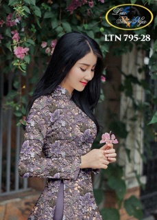 Vải lụa vân gỗ in hoa