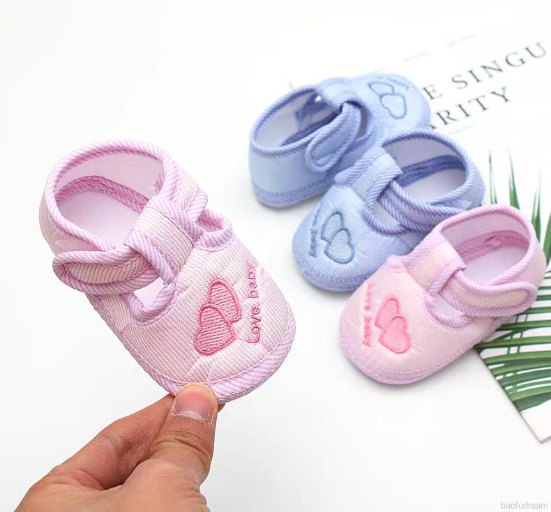 Giày Vải Cotton Đế Mềm Chống Trượt Cho Bé Từ 0-12 Tháng Tuổi