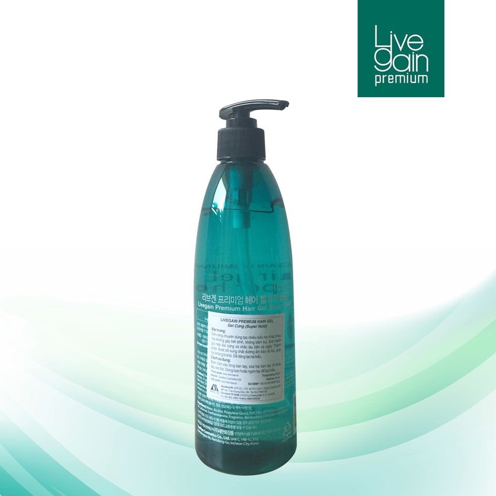 Gel cứng Livegain Premium Hair Gel Super Hold 450ml Hàn Quốc