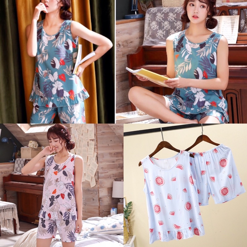 (Sale hết) Bộ lanh mặc nhà nhẹ mát họa tiết trẻ trung