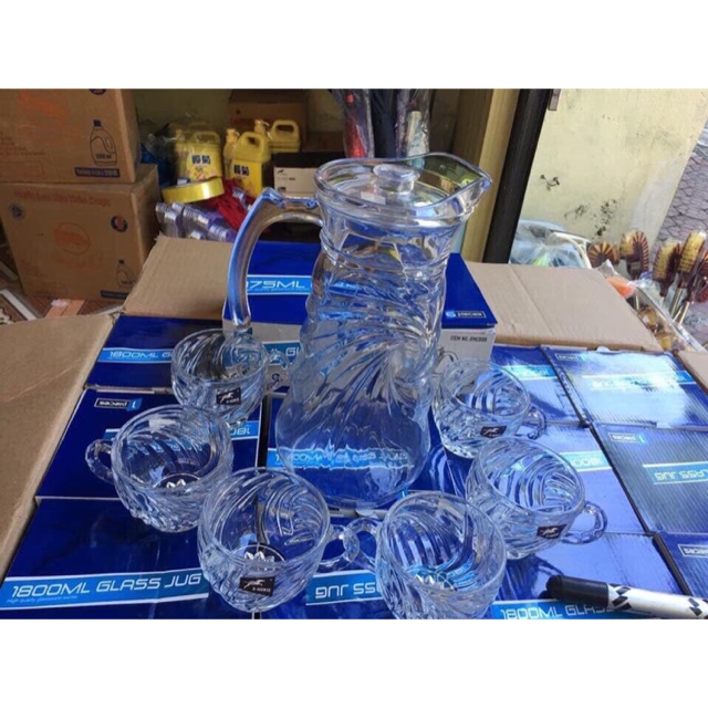 Bộ bình + 6 cốc thủy tinh