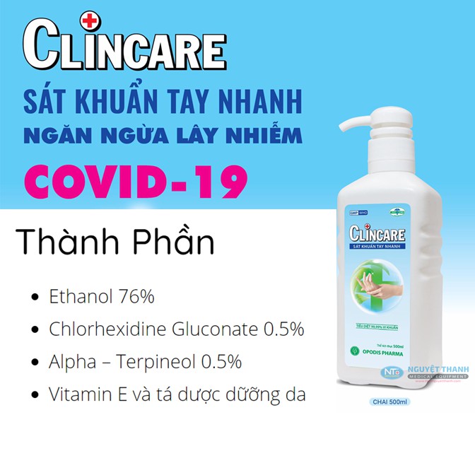 Nước rửa tay khô sát khuẩn tay nhanh Clincare 500ml | BigBuy360 - bigbuy360.vn