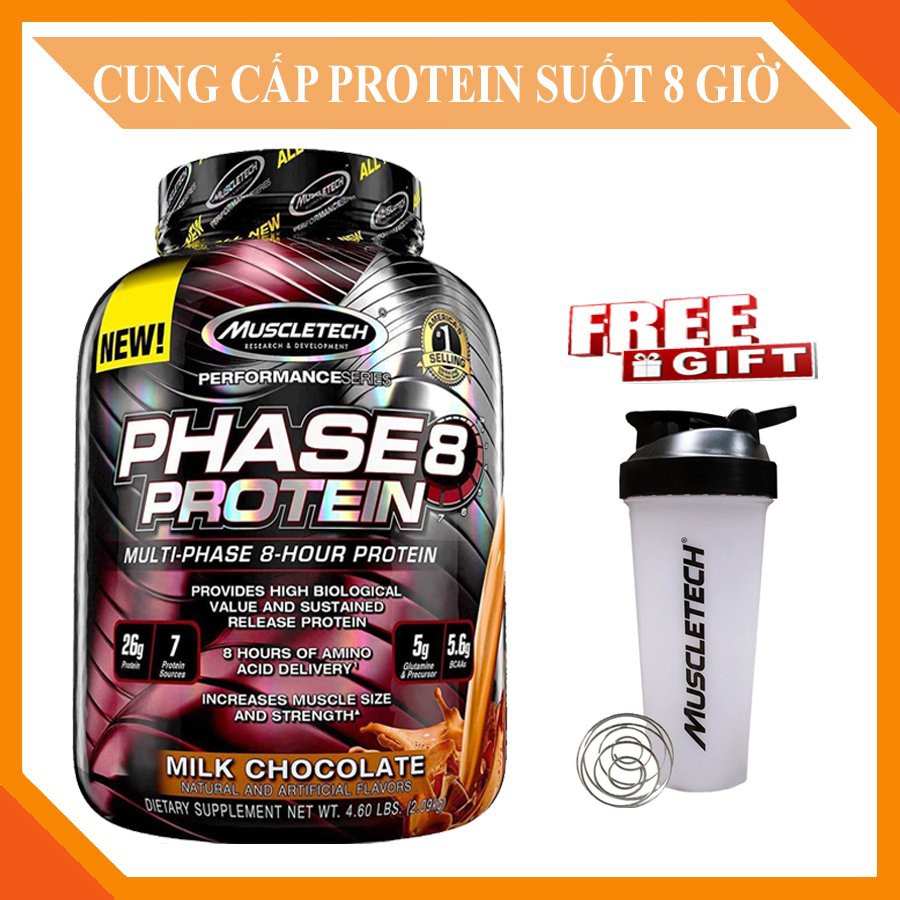 Sữa tăng cơ cung cấp Protein ban đêm 8 HOUR 4.6LBS  - VỊ CHOCOLATE - Hàng chính hãng USA - Kèm quà tặng