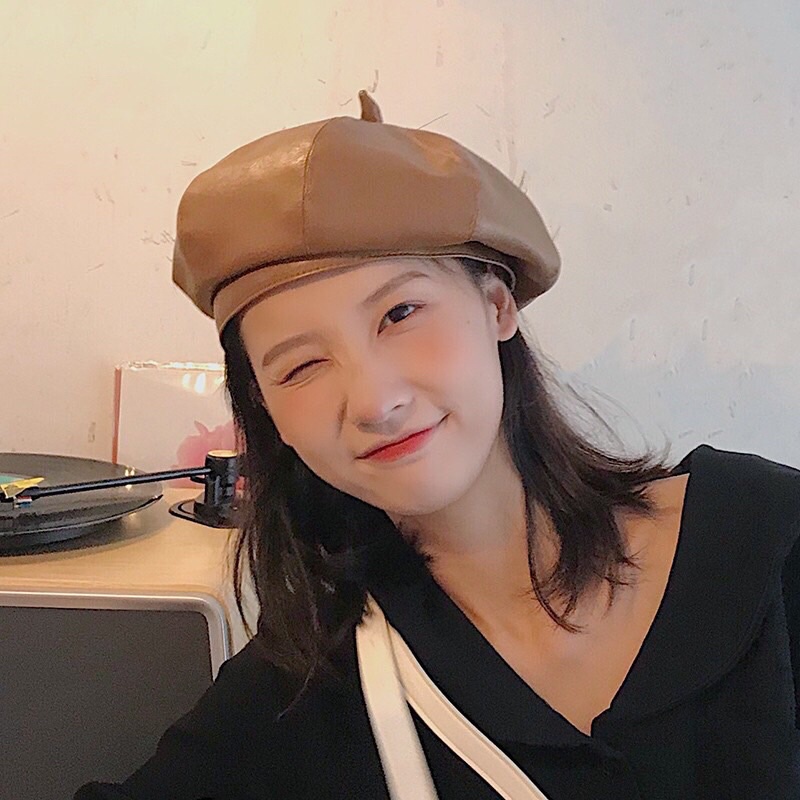 Mũ nón da beret có dây chỉnh vòng đầu mẫu mới cực xinh BR03