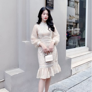 Váy ren thiết kế đuôi cá dài tay V618 KYMIE