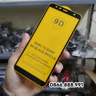 Kính Cường Lực 9D Samsung J6+. Keo Toàn Màn Hình, Không Hạt Li Ty