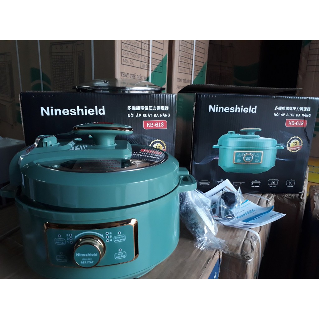 NỒI ÁP SUẤT ĐA NĂNG NINESHIELD KB-618 NẤU CƠM,LẨU,CHIÊN,XÀO,RÁN,HẦM XƯƠNG, CỦ QUẢ,THỊT...BẢO HÀNH 12 THÁNG