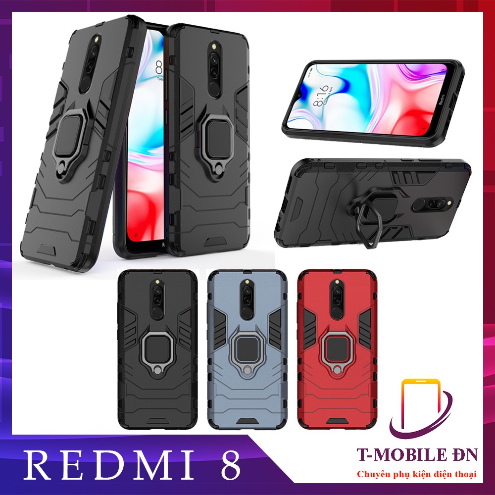 Ốp lưng Xiaomi Redmi 8 8A,🔥FREESHIP🔥Ốp iron man chống sốc kèm nhẫn iring chống xem video bảo vệ camera cho Redmi 8 8A