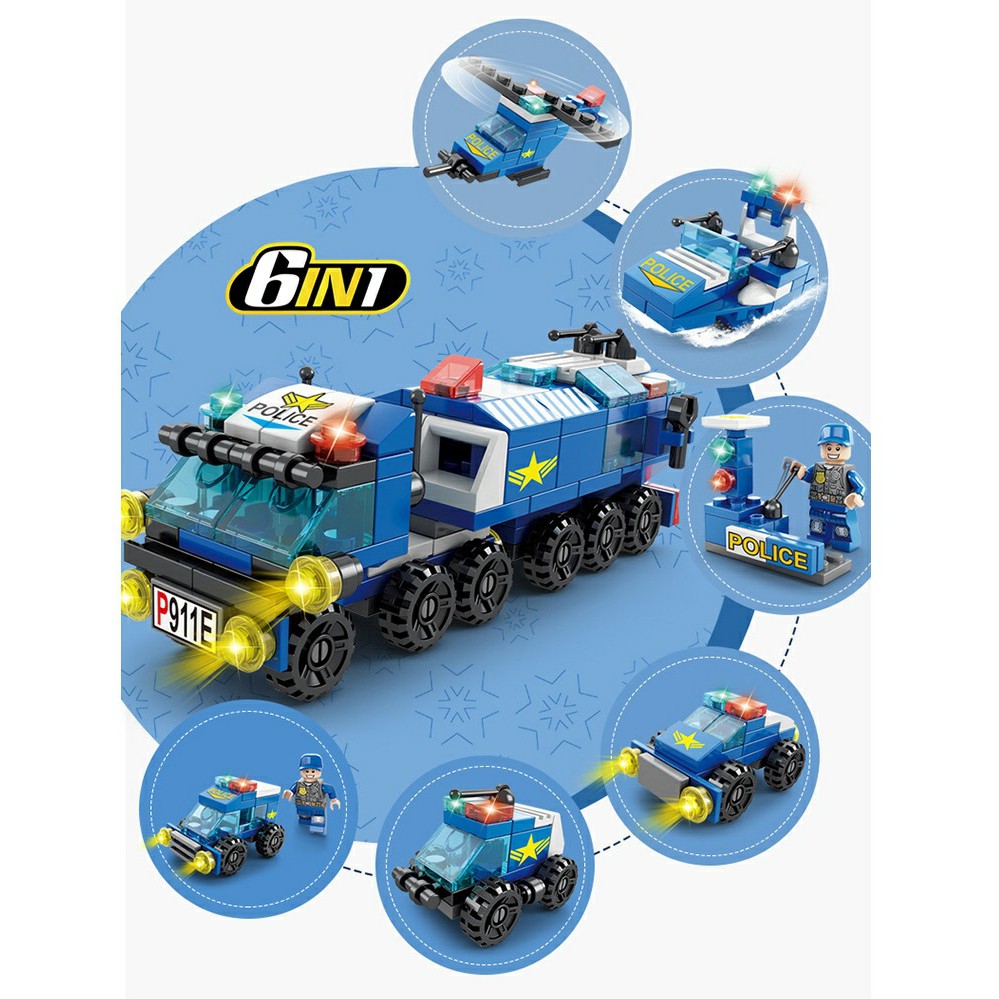 [147 CHI TIẾT] Bộ Lego lắp ráp xếp hình xe Cảnh Sát POLICE bằng nhựa an toàn, giúp bé phát triển tư duy