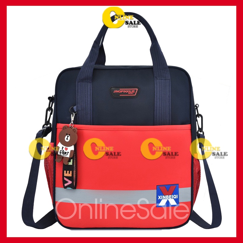Túi xách cặp học thêm 2 kiểu đeo chéo, balo tiểu học cho bé trai bé gái KT 33x29x10cm Ba lô trẻ em size 33