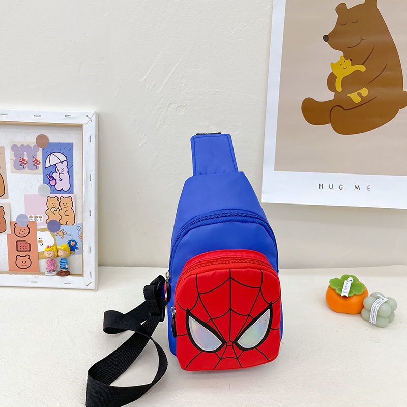 ♛Túi Đeo Chéo Ngực Vải Canvas Họa Tiết Spiderman Phong Cách Hàn Quốc Cho Bé Trai