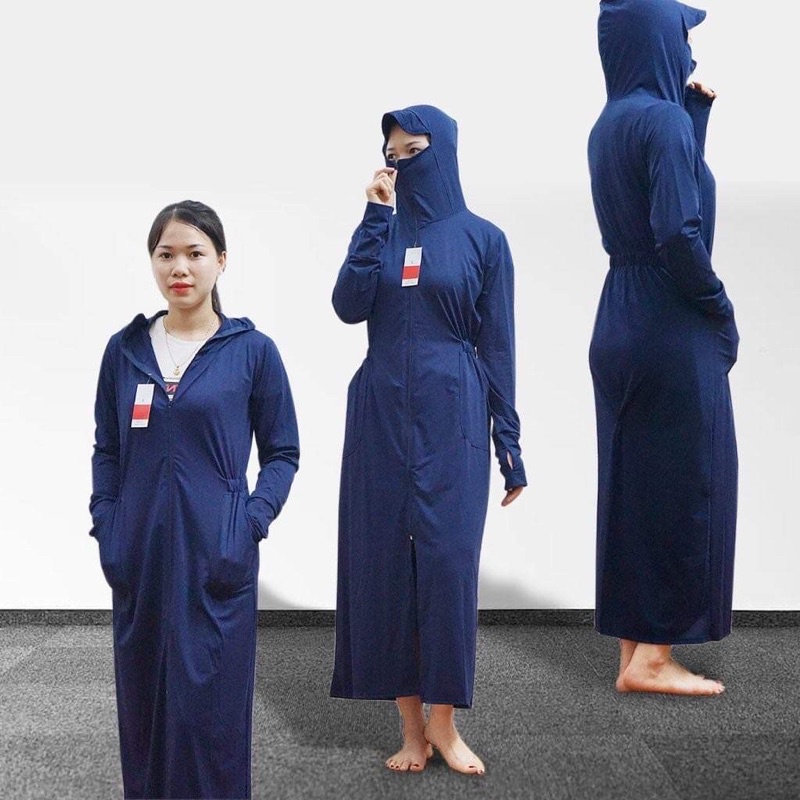 Áo chống nắng nữ xuất nhật , Dáng dài liền thân thông hơi vải kim cương siêu mát phụ kiện thời trang nữ | BigBuy360 - bigbuy360.vn