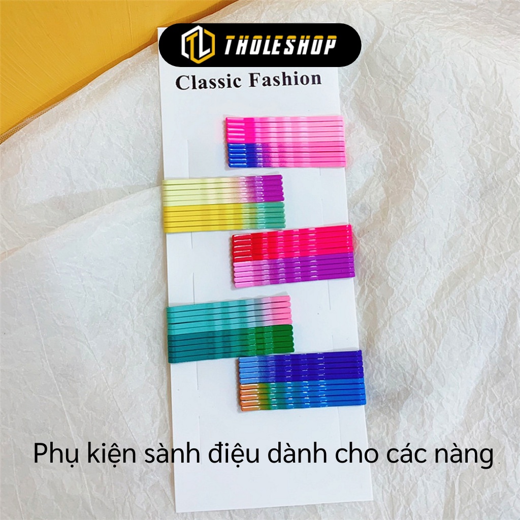 Kẹp Tăm - Set Kẹp Tóc Gợn Sóng Màu Cầu Vồng Đơn Giản, Thời Trang Cho Bạn Nữ 6544