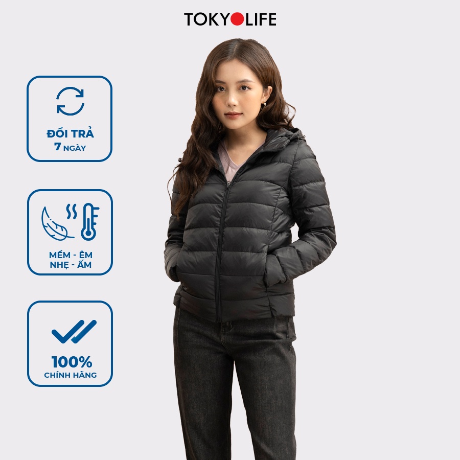 Áo Khoác Lông Vũ Cao Cấp Siêu Nhẹ, Ấm Nữ mũ liền TOKYOLIFE I9FEJ500H