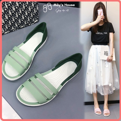 Dép lê nữ đế bệt, dép quai hậu nữ phong cách nhẹ nhàng màu xanh nhạt, tím hồng, nâu nhat DL-01 – Mây’s House