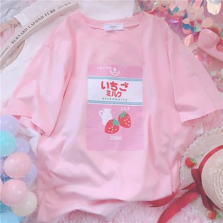 Ao thun tay lỡ Fox_ Pink strawberry