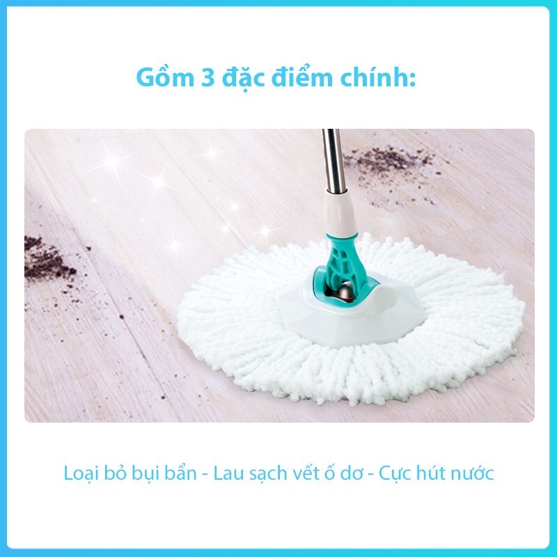 Bông lau MyJae Sợi Mircofiber thay thế cho Cây lau nhà xoay 360 độ