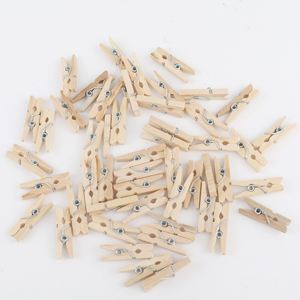 Bộ 100 kẹp gỗ mini kích thước 2.5x0.3cm