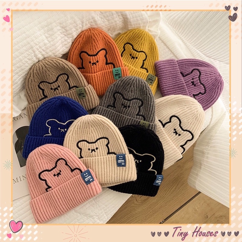 Mũ Len, nón len nam nữ hình gấu phong cách Hàn Quốc  - TinyShop