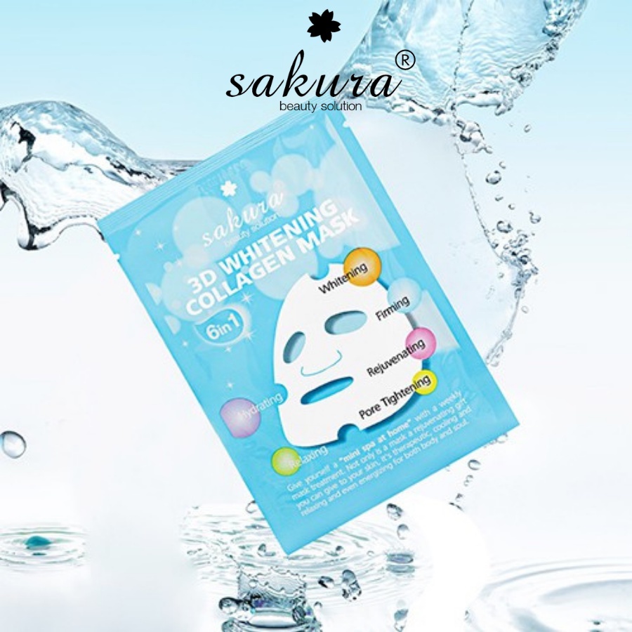 Mặt nạ trắng da Sakura 3D Whitening Collagen Mask 1 miếng 25ml