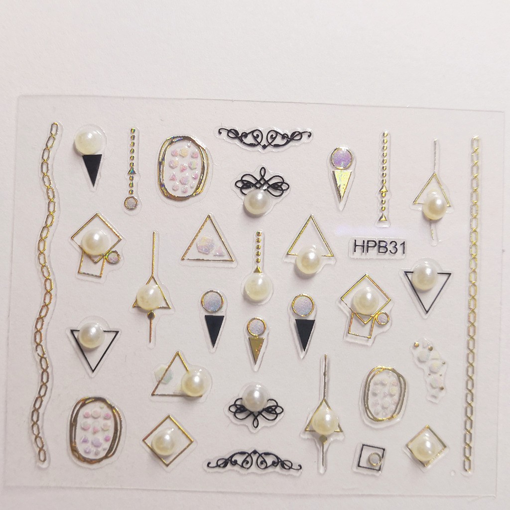 Sticker 3D đính ngọc trai giả sang trọng trang trí móng tay nghệ thuật