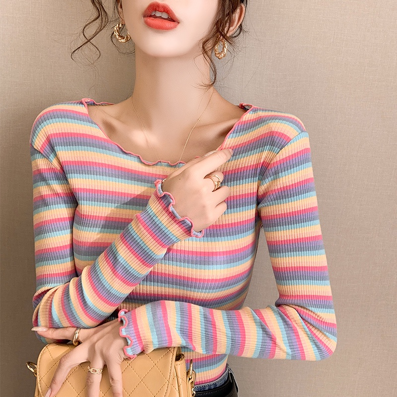 NRVP Áo Thun Nữ Tay Dài 100% Cotton Thời Trang Hàn Quốc