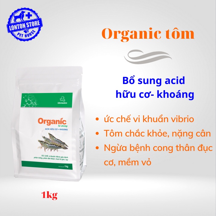 VEMEDIM Organic for shrimp - Cung cấp khoáng chất cho tôm bóng vỏ, nặng cân, gói 1kg - Lonton store