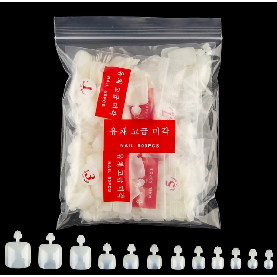 Set móng úp chân chuẩn size Hàn Quốc, bịch 500 cái đủ size 0-11