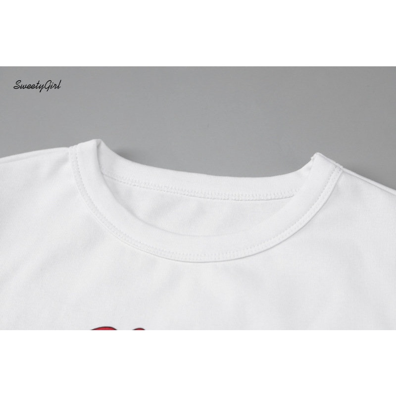 Áo Thun Croptop Tay Ngắn Cổ Tròn Dáng Ôm In Họa Tiết Thời Trang 2022 Cho Nữ