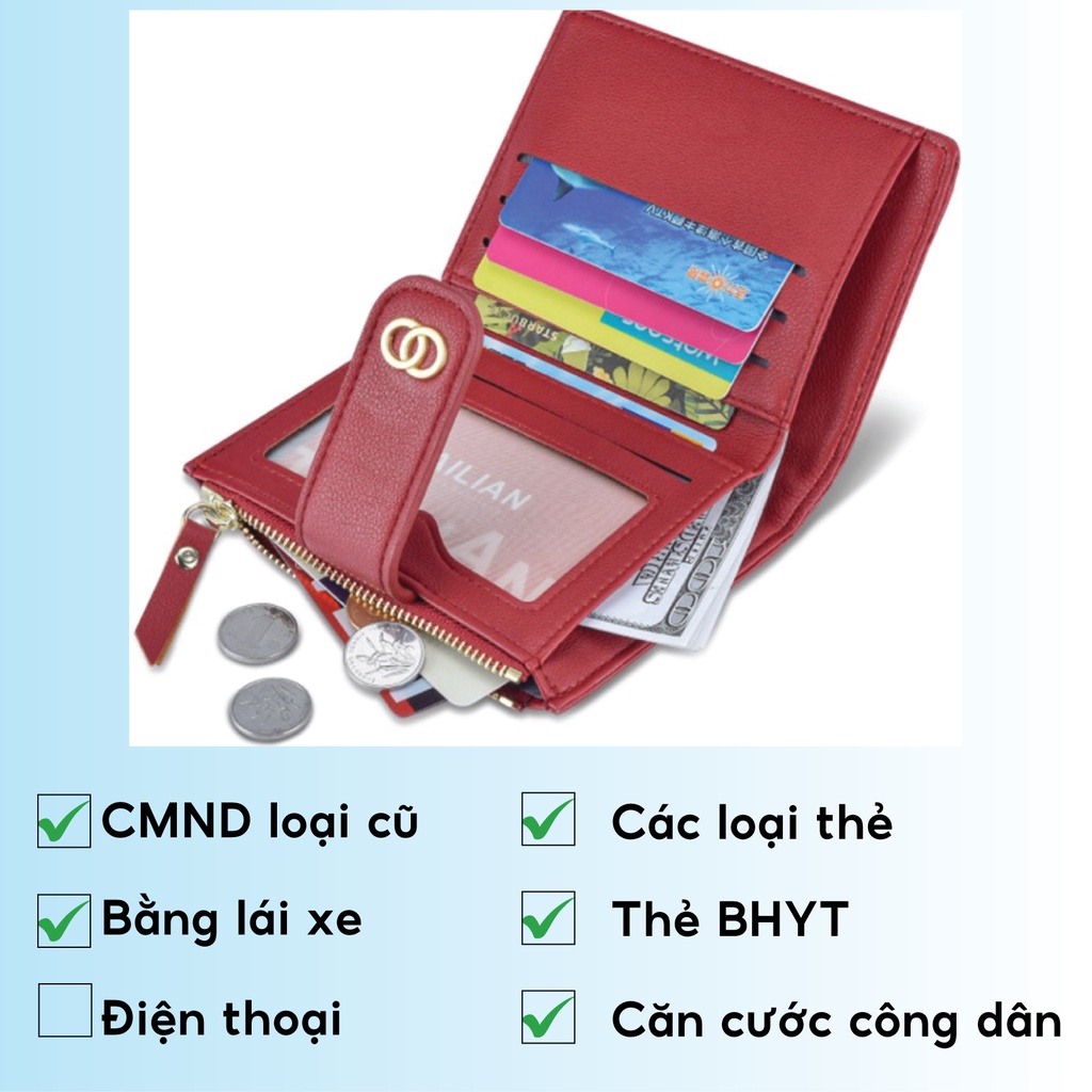 Ví Nữ Ngắn Mini Cầm Tay Đựng Tiền PERFECT FOR YOU Thời Trang Kẻ Caro Xinh Xắn Da Cao Cấp Cực Đẹp TL12 - GUTADO