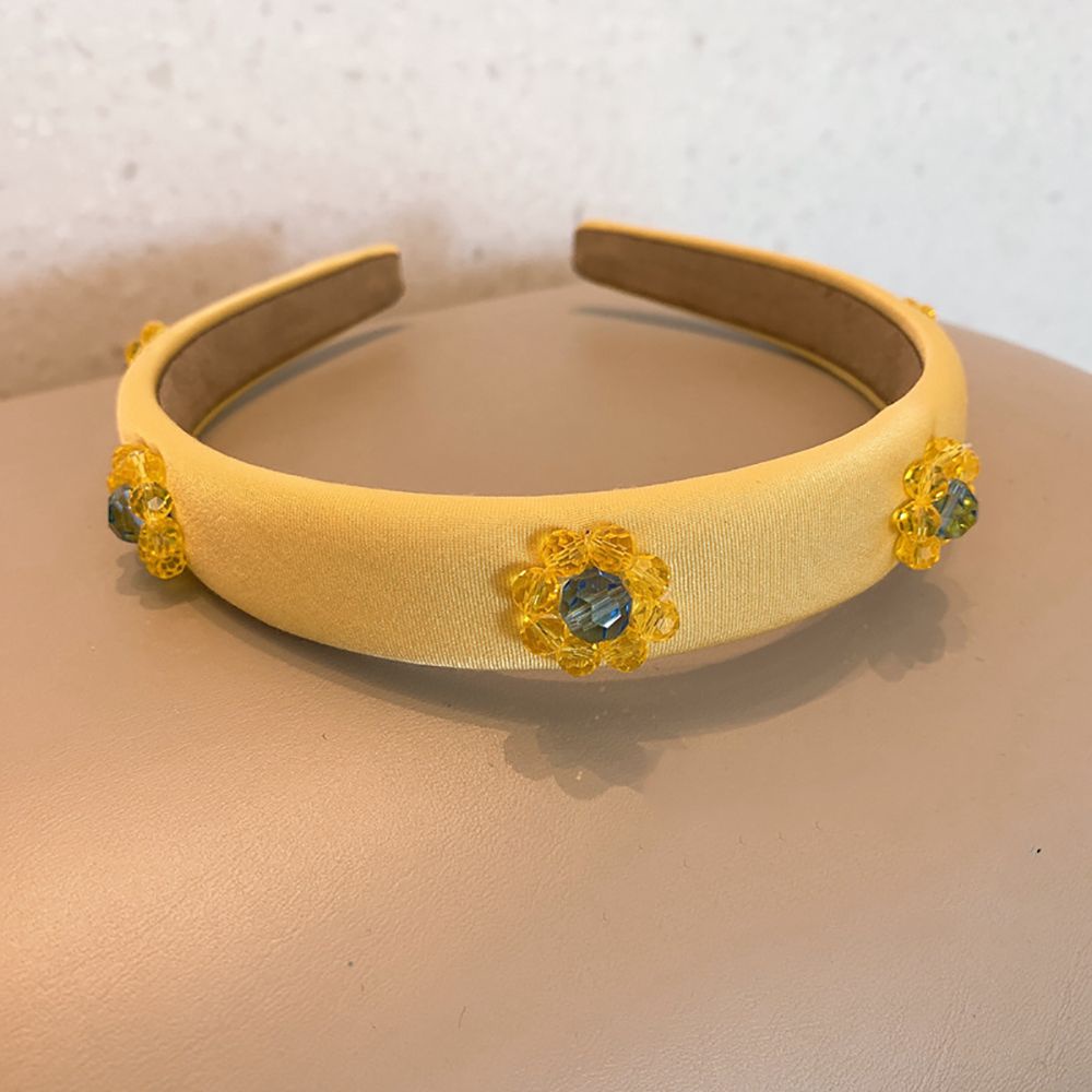 Băng Đô Cài Tóc rửa mặt Bằng Vải Màu Trơn Đính Hoa Ngọt Ngào Thời Trang Cho Nữ