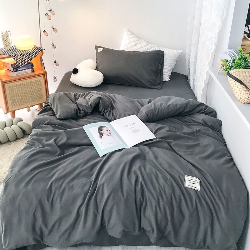 Bộ chăn ga gối Cotton Tici màu xám đậm MÂY BEDDING