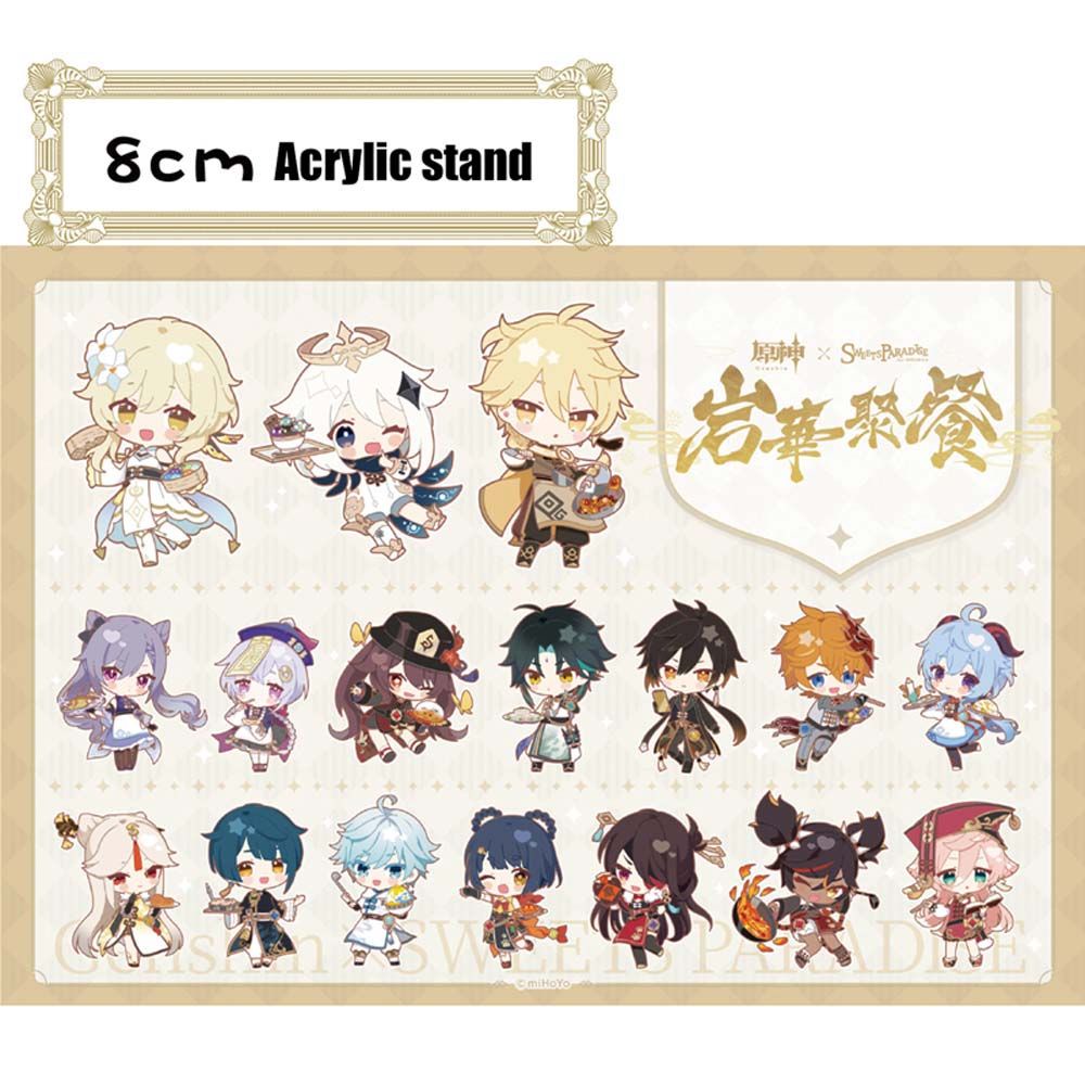 LANFY Cute Anime Figure Standing Sign Fan Collection Diluc Genshin Impact Stand Barbara Cosplay Model Plate Exquisite Gifts Desk Decoration Acrylic Noelle