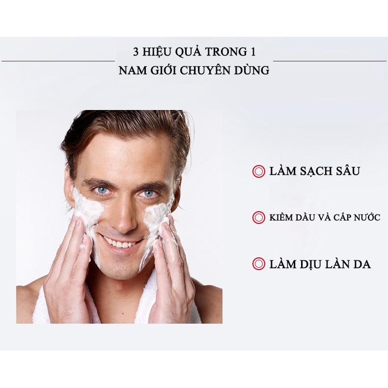 Sữa rửa mặt cho nam Sữa rửa mặt trắng da cho nam sữa rửa mặt trị mụn cho nam thu nhỏ lỗ chân lông loại bỏ mụn đầu đen làm trắng sáng da sữa rửa mặt axit amin