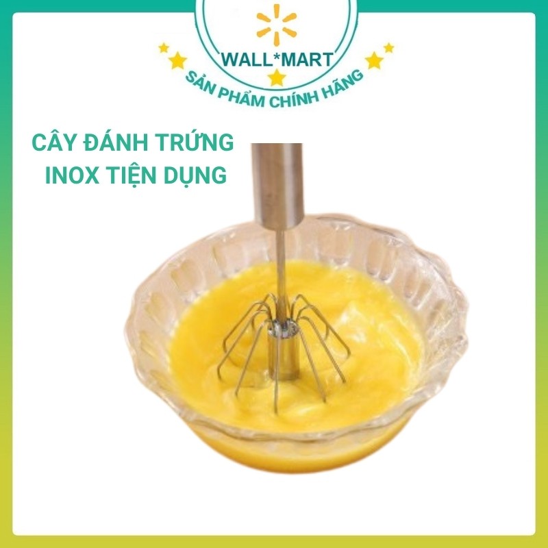 Cây Đánh Trứng Inox Cầm Tay Mini Động Năng - Có Trục Tự Xoay Tự Động Nhỏ Gọn Tiện Dụng WALLMART WM16