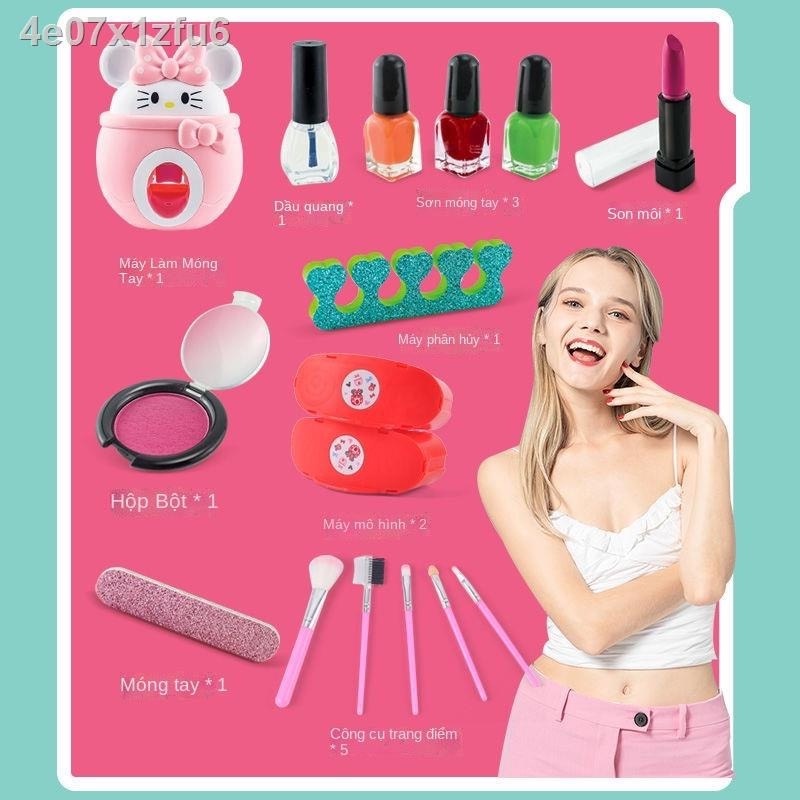 Đồ chơi làm Nail cho bé - máy sơn móng tay thật thông minh kèm trang điểm thật hình mèo Kitty và chuột Mickey