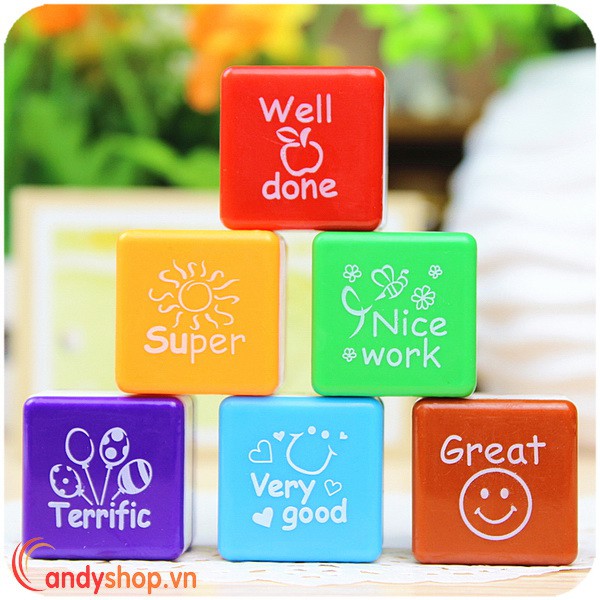 Bộ 6 con dấu khen thưởng english bởi candyshop88